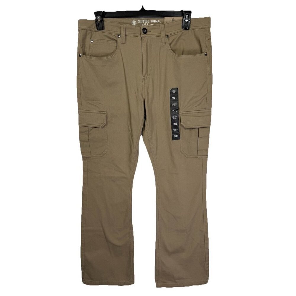 Ninth Hall Signal Flare Pants Men’s 36 Khaki Tan Cargo Stretch Zipper Fly NEW